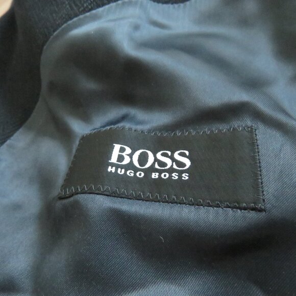 HUGO BOSS 100% Wool Pea Coat Chore Overcoat Jacket in Black - Size 50 / Large - Picture 10 of 12